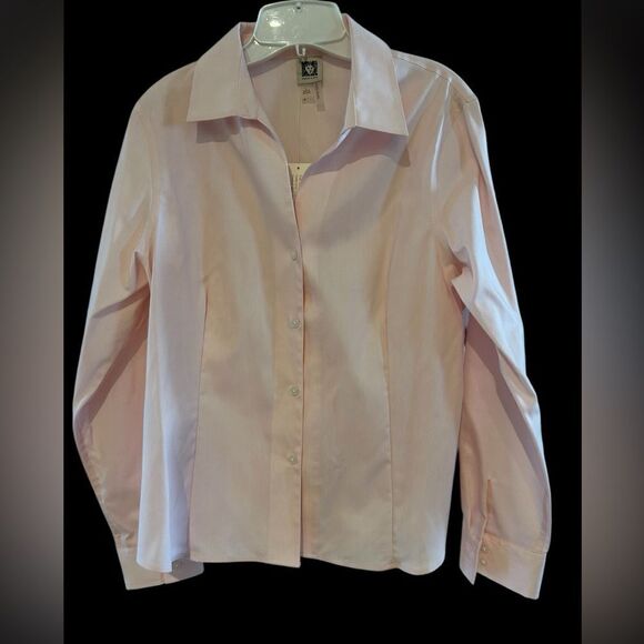 Anne Klein Cotton Button Down long Sleeve Blouse L - Picture 1 of 10